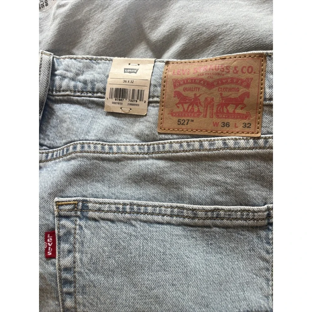 NWT Levi's 527 Slim Bootcut Jeans Men's 36x32 Light Wash Stretch 055270722